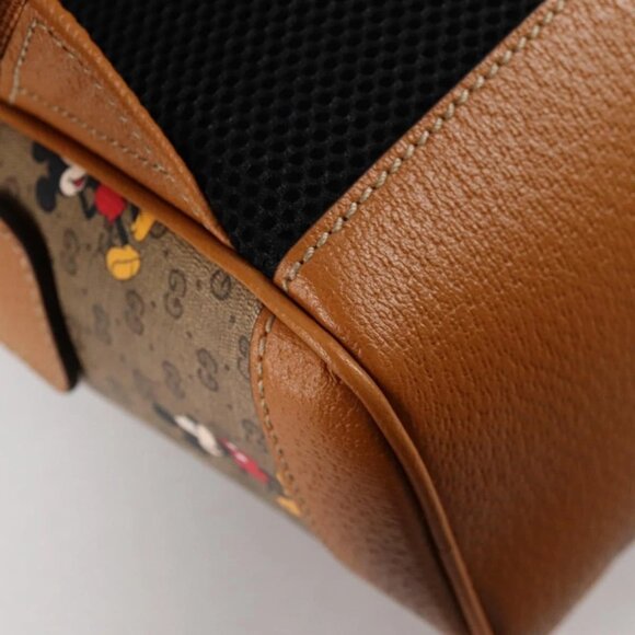GUCCI GUCCIxDisney GG Supreme Backpack PVC Beige Gold 552884 Auth 140648M - Picture 5 of 16